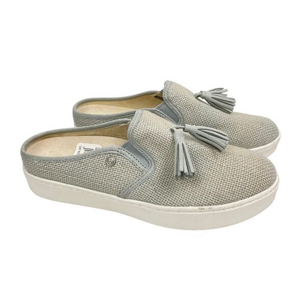 Spenco | 7D Celine Gray Textured Rafia Orthotic Clogs Slip On Shoes - Picture 1 of 13